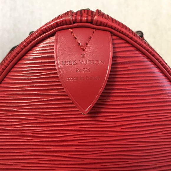 Authentic Louis Vuitton Speedy 25 bag red leather - Picture 9 of 16